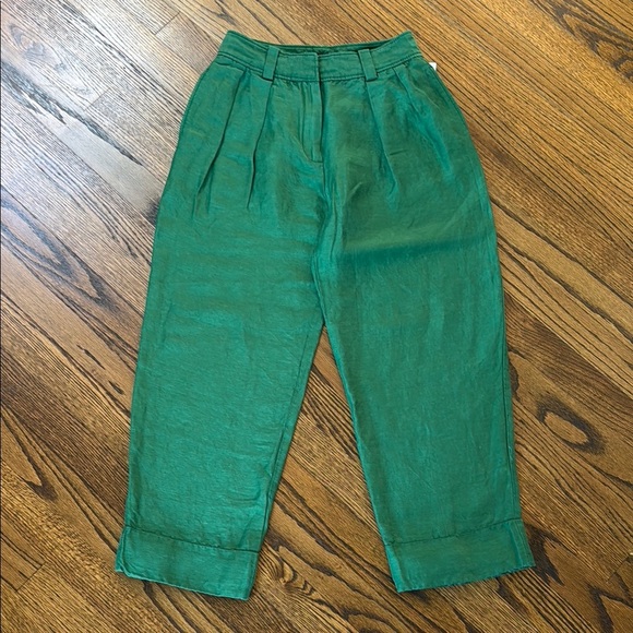 Massimo Dutti Women’s 2 Emerald Cropped Pants - Picture 1 of 5